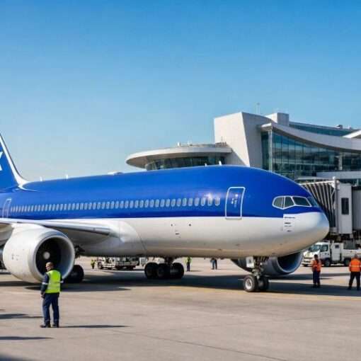 Самолет авиакомпании El Al на фоне аэропорта Пулково в Санкт-Петербурге, новые прямые рейсы Израиль Россия осень 2026
