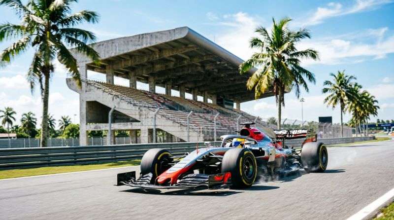 Болид Формулы-1 на трассе Sepang International Circuit в Малайзии, Гран-при Бахрейна октябрь 2026 для туристов из Беларуси