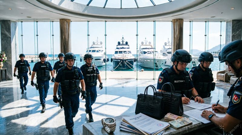 Полиция проводит обыск в luxury отеле Selectum в Анталье, конфискованные яхты и документы, сентябрь 2026 года