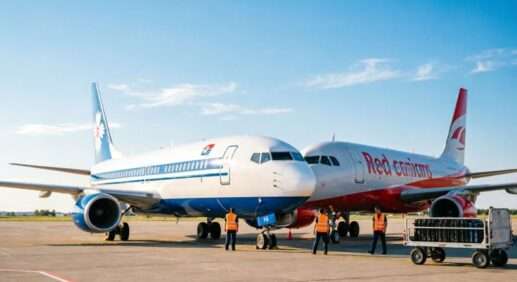 Самолеты Белавиа и Red Wings на перроне аэропорта, расширение код-шерингового сотрудничества, новые рейсы из Минска в регионы России 2026