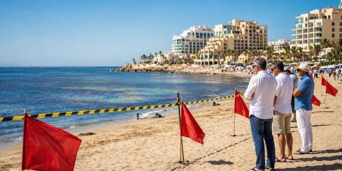 Закрытый пляж в Рас-эль-Хайме из-за разлива нефти — октябрь 2026, ОАЭ